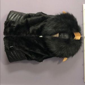 Black Guess Faux Fur Vest
